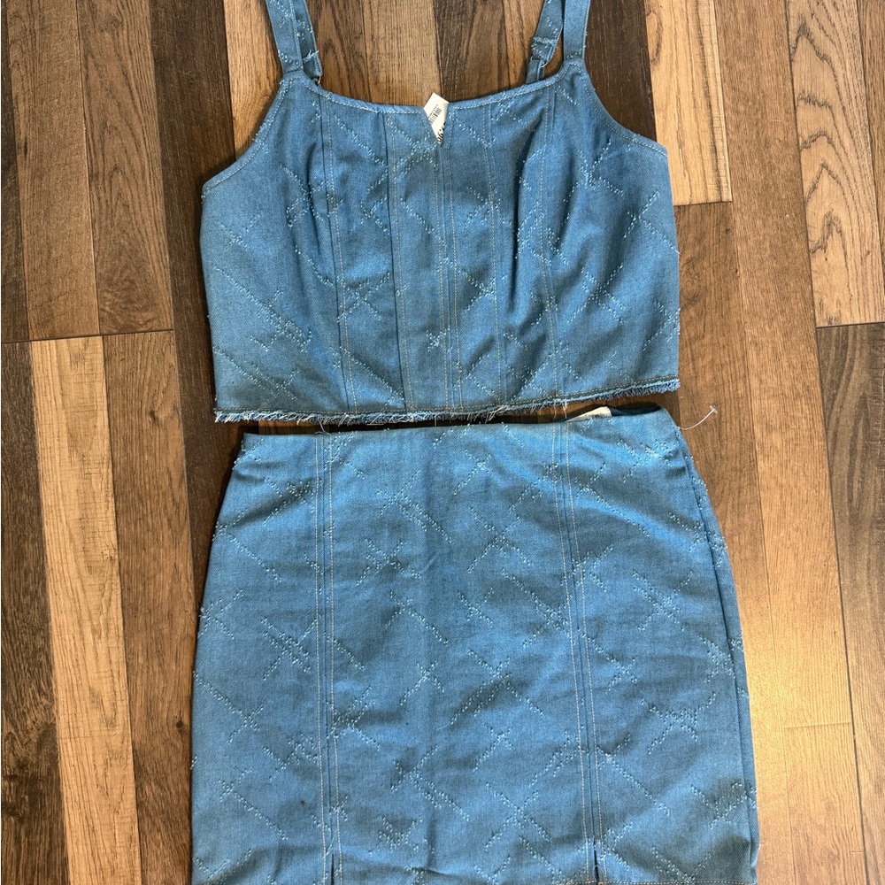 Blue Denim Two-Piece Set
